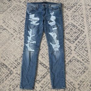 Women's Distressed Moto Style Blue Jeans! Made in USA (Flying Monkey)